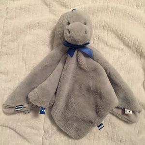 Kellytoy Lovey Grey Dinosaur Tags Baby Rattle Plush Security Blanket Lovey